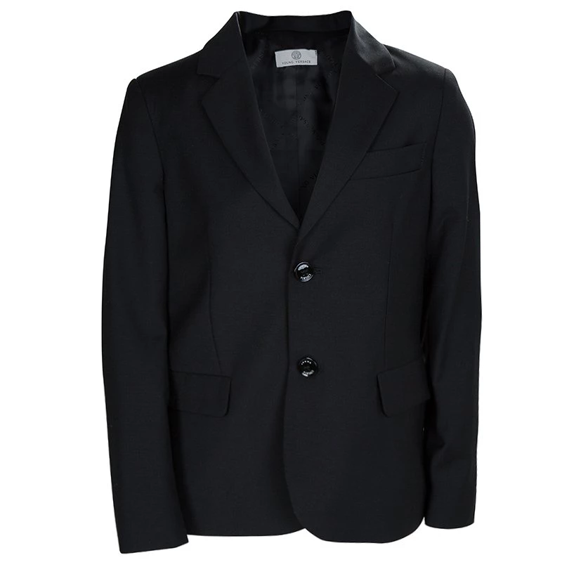 Young Versace Black Wool Pant Suit 8 Yrs For Kids - Image 4