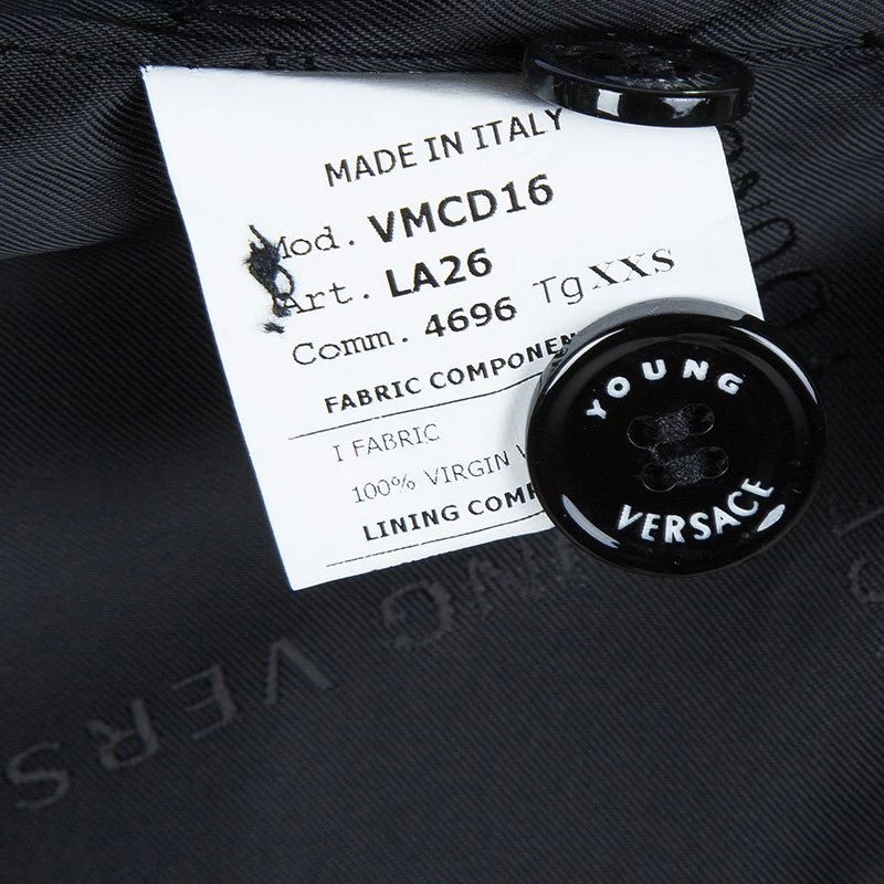 Young Versace Black Wool Pant Suit 8 Yrs For Kids - Image 9