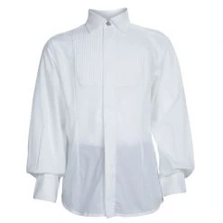 Young Versace White Pintucked Yoke Detail Button Front Shirt 6 Yrs For Kids