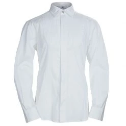 Young Versace White Pintucked Yoke Detail Button Front Shirt 8 Yrs For Kids