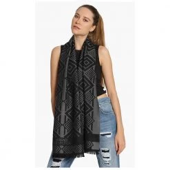 Versace Black Geometric Scarf For Women