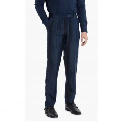 Versace Blue Gianni Stripes Trousers S (46) For Men