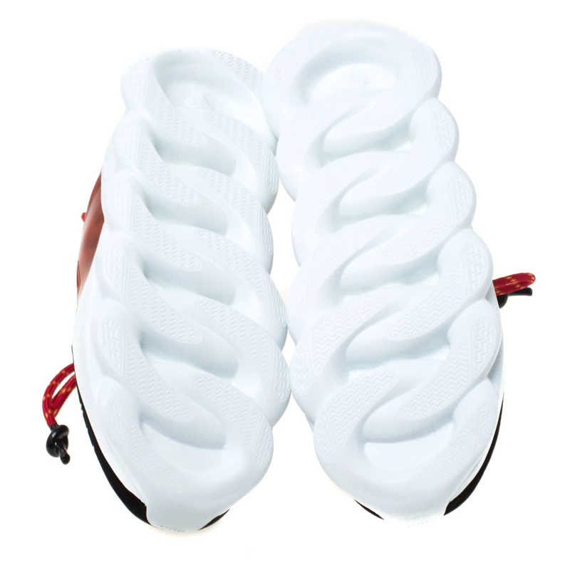 Versace Multicolour Leopard Print Calfhair And Rubber Chain Reaction Lace Up Sneakers Size 43 For Men - Image 6