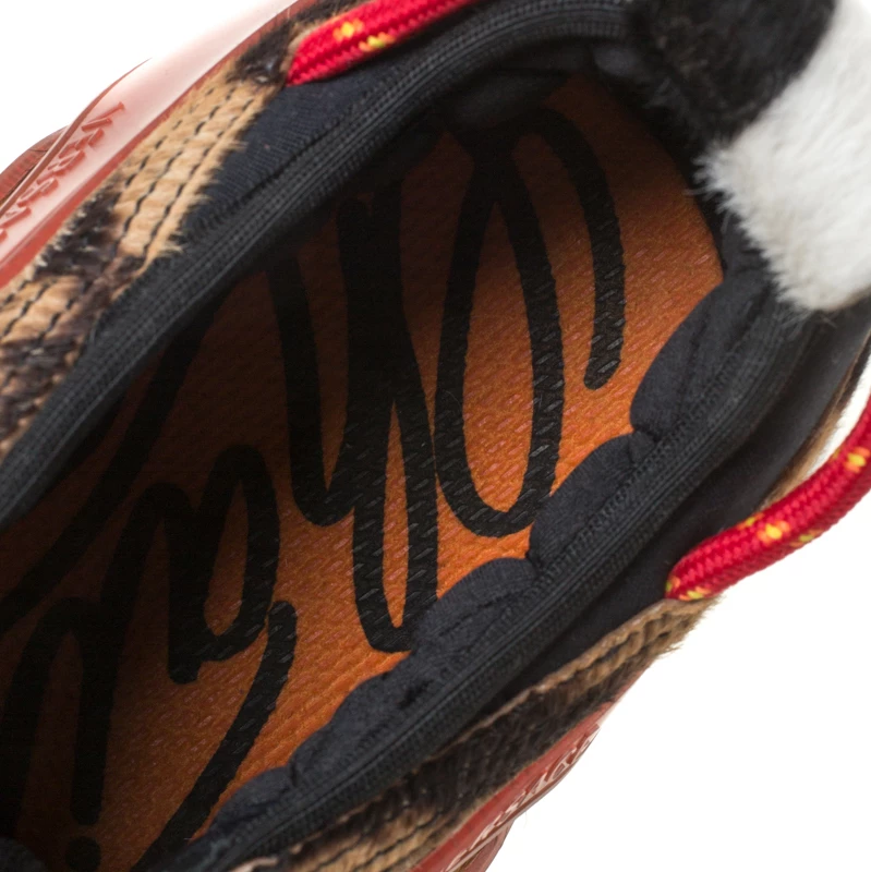 Versace Multicolour Leopard Print Calfhair And Rubber Chain Reaction Lace Up Sneakers Size 43 For Men - Image 7