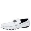 Versace White Leather Medusa Detail Slip On Loafers Size 41 For Men