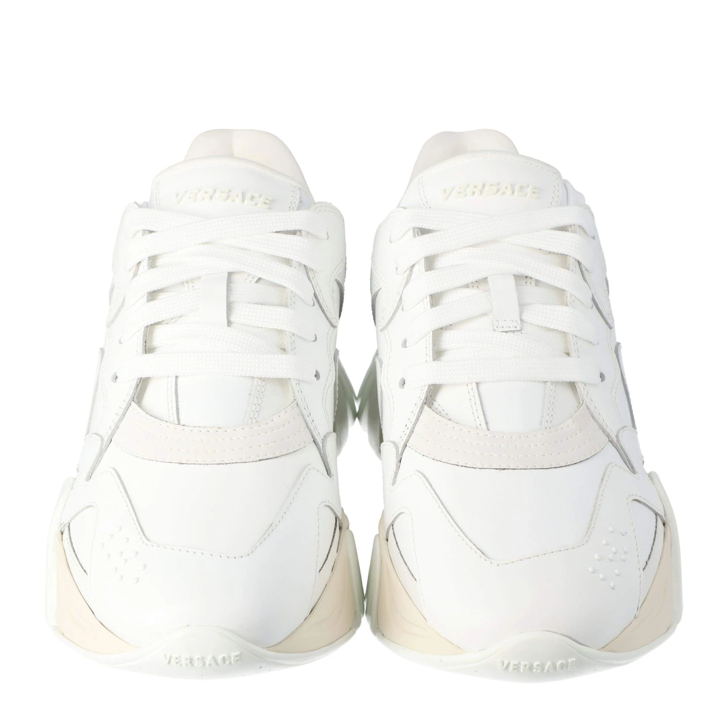 Versace White Leather Squalo Platform Sneakers Size 40 For Men - Image 3