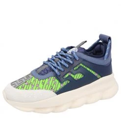 Versace Multicolor Chain Reaction Baroque Print Sneakers Size 39 For Men