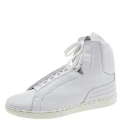 Versace White Leather Medusa High Top Sneakers Size 43 For Men