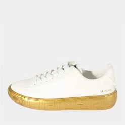 Versace White/Gold Greca Sneaker US 12 EU 45 For Men