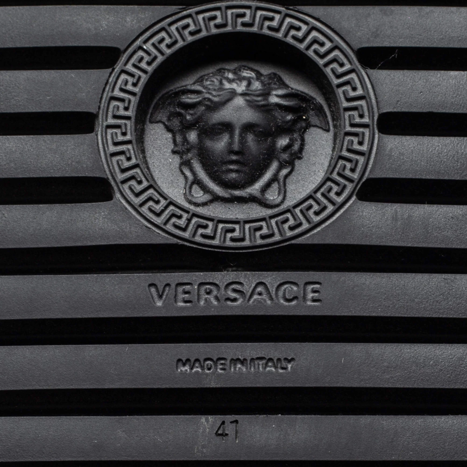 Versace Black/Gold Canvas Nastro Greca Cross Strap Sandals Size 41 For Men - Image 8