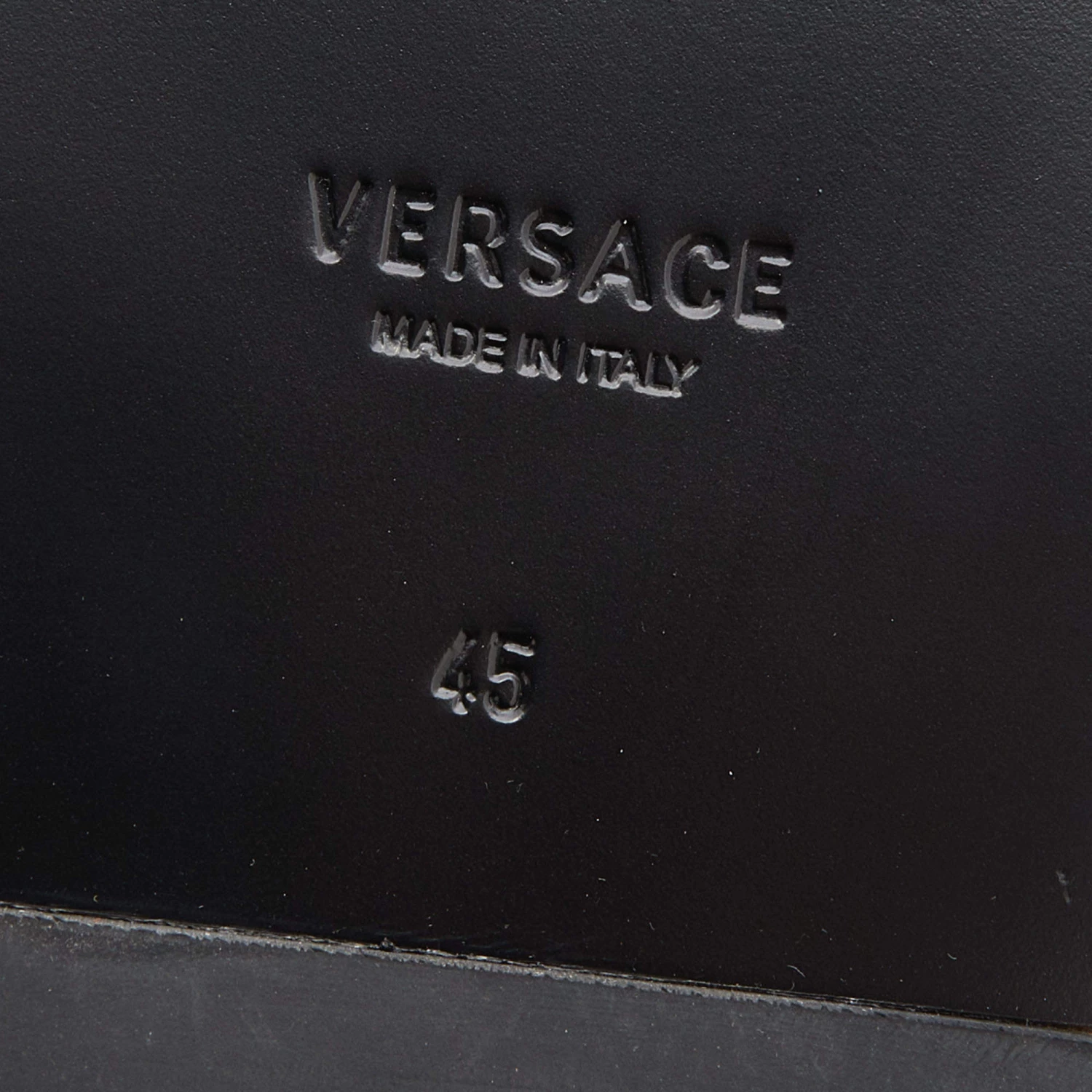 Versace Black/White Leather And Fabric Greca Flat Slide Sandals Size 45 For Men - Image 8