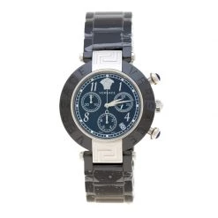 Versace Black Stainless Steel Ceramic Reve 95C Women's Wristwatch 40 Mm For Women