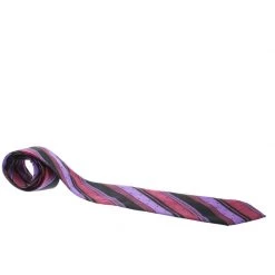 Gianni Versace Vintage Multicolor Diagonal Striped And Dotted Silk Jacquard Tie For Men
