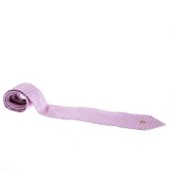 Versace Pink And Purple Floral Printed Silk Medusa Head Detail Traditional Tie For Men