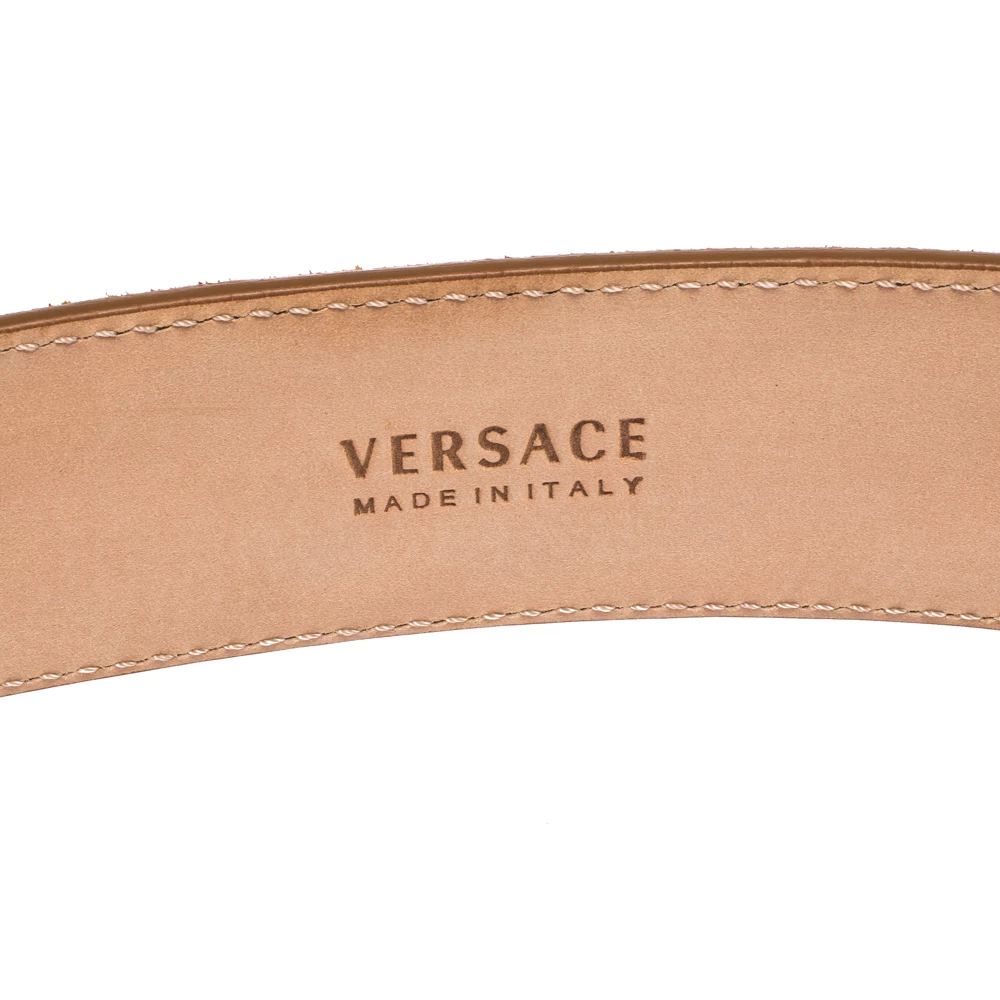 Versace Brown Studded Suede Medusa Belt 105CM For Men - Image 5