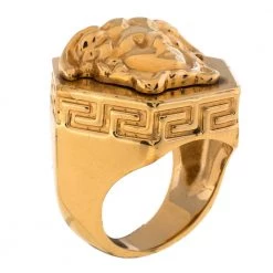 Versace Greca Patterned Medusa Hexagonal Ring Size EU 58 For Men