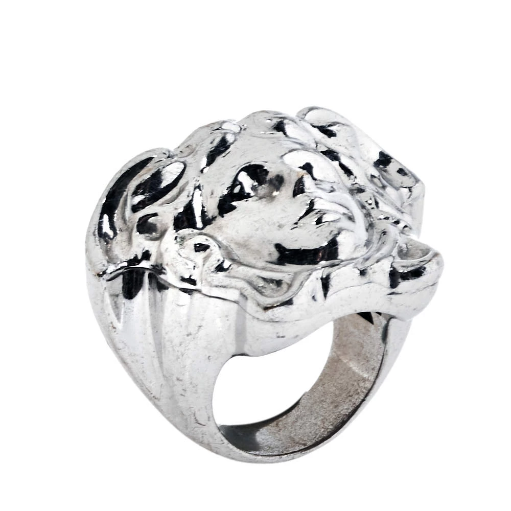 Versace Silver Tone Medusa Ring Size EU 54 For Men