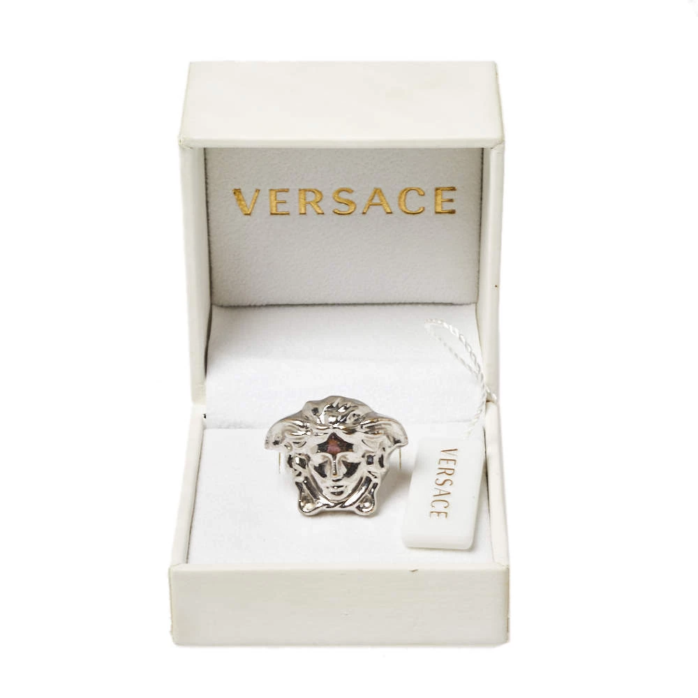 Versace Silver Tone Medusa Ring Size EU 54 For Men - Image 6