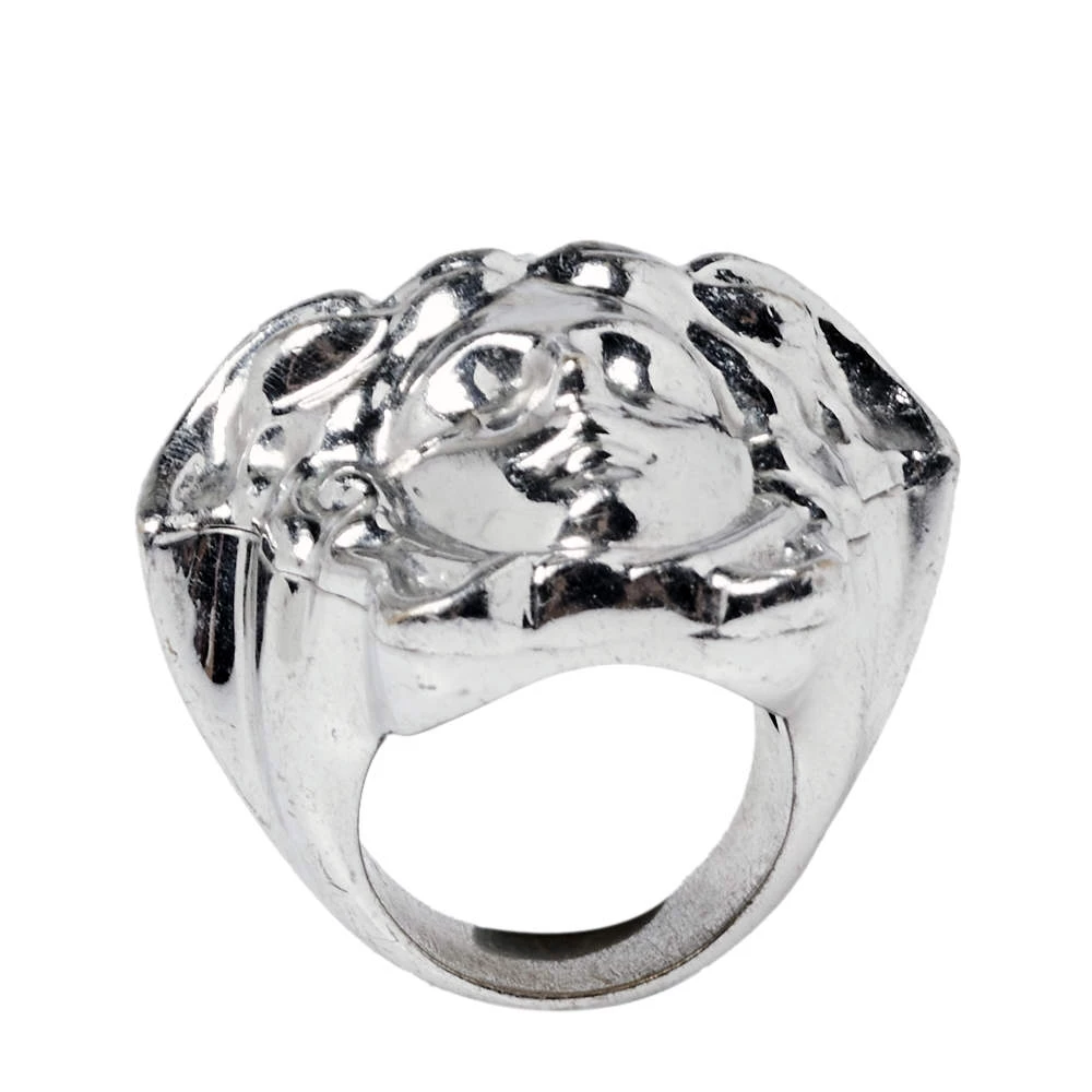 Versace Silver Tone Medusa Ring Size EU 54 For Men - Image 4
