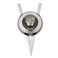 Versace Silver Tone V Resin Medusa Pin Brooch For Men