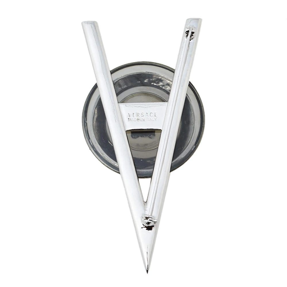 Versace Silver Tone V Resin Medusa Pin Brooch For Men - Image 3