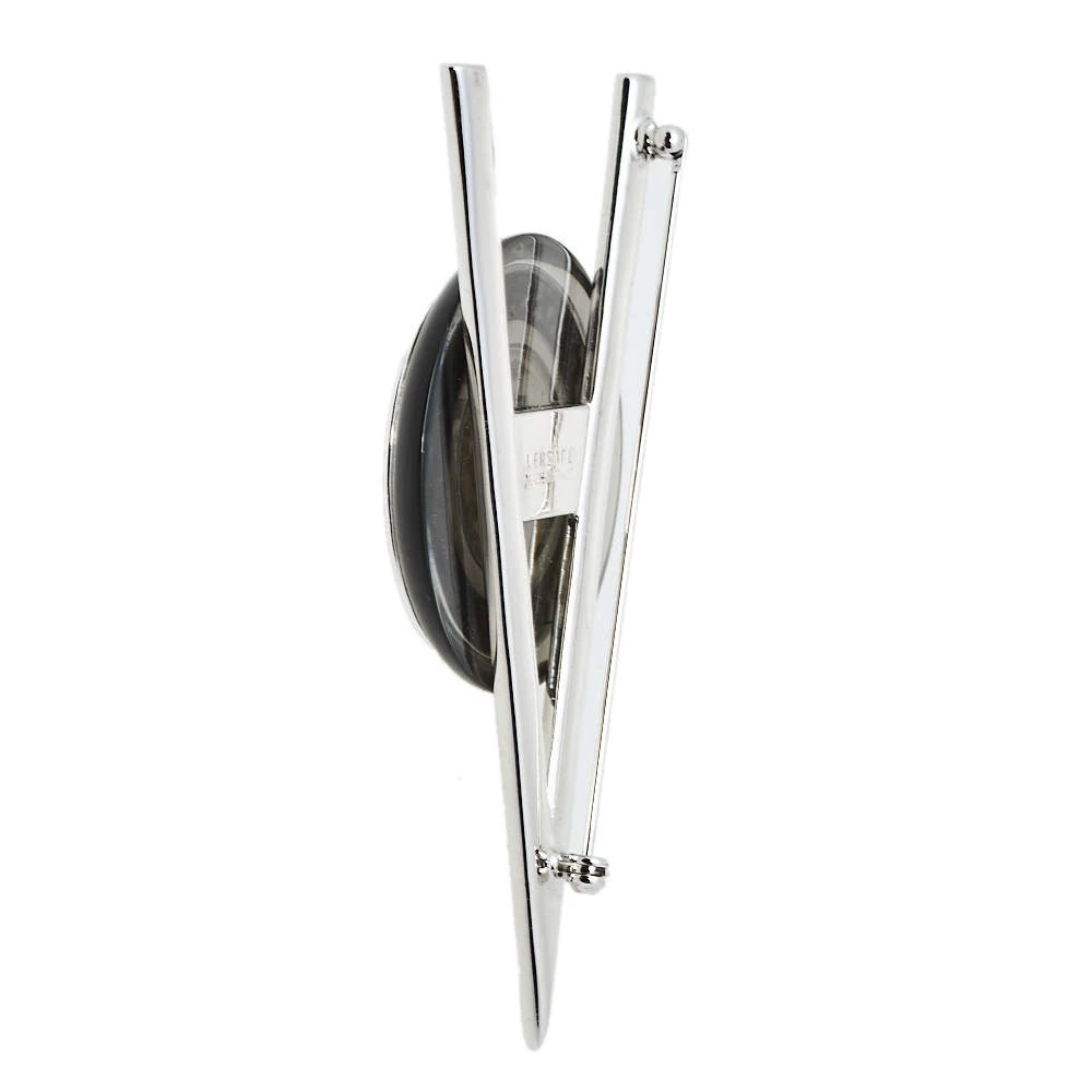 Versace Silver Tone V Resin Medusa Pin Brooch For Men - Image 2