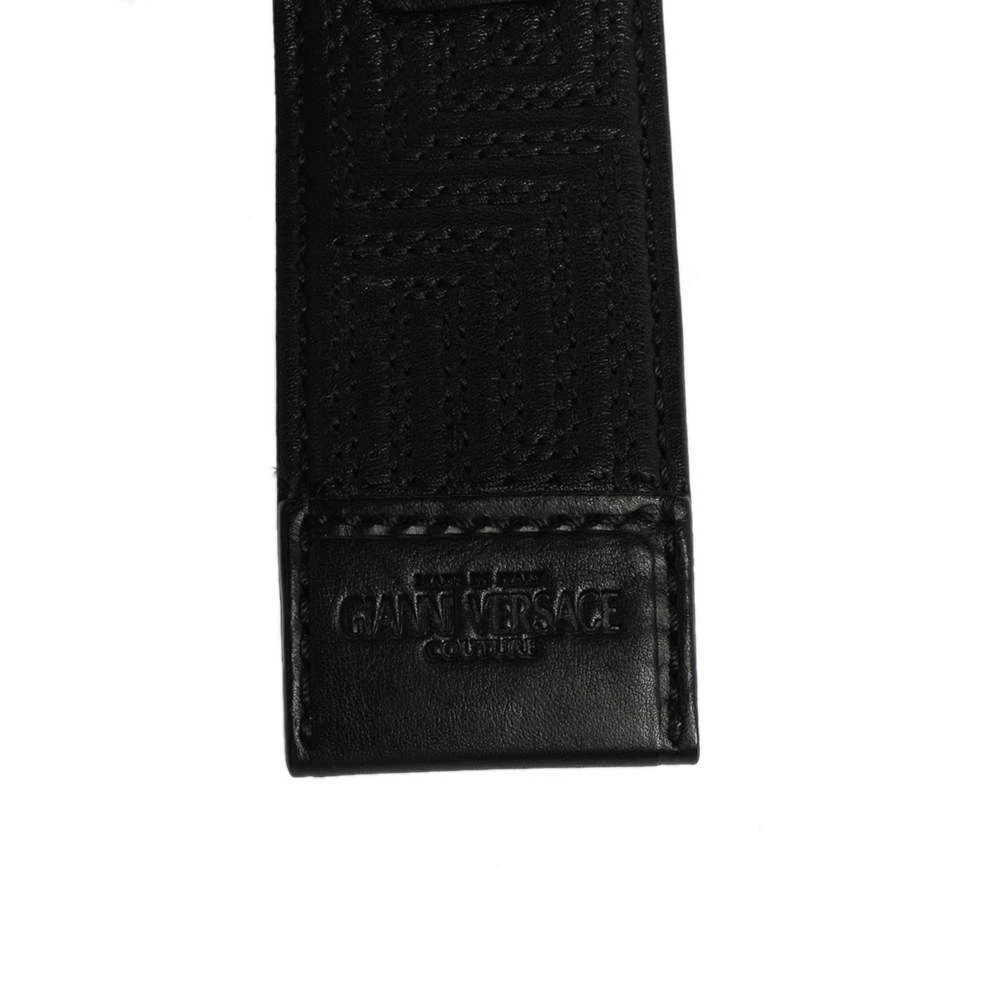 Versace Black Quilted Leather Logo Plaque Buckle Belt 90 CM For Men - Image 5