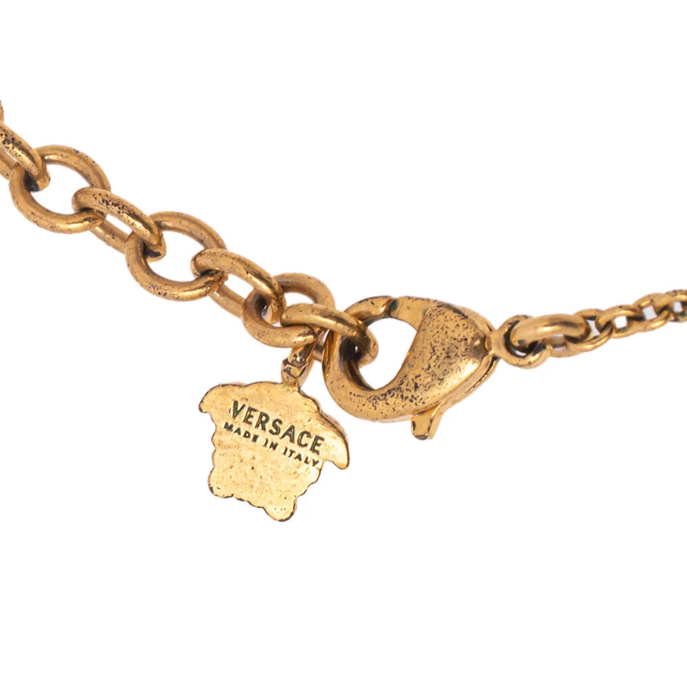 Versace Gold Tone Black Resin Medusa Head Pendant Necklace For Men - Image 4