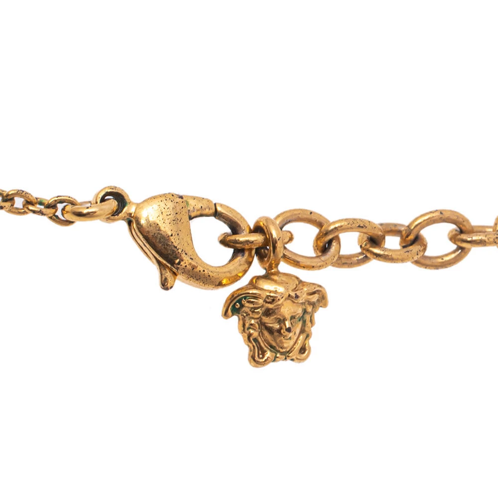 Versace Gold Tone Black Resin Medusa Head Pendant Necklace For Men - Image 5