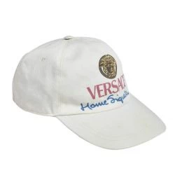 Versace White Medusa Logo Signature Cotton Baseball Cap For Men