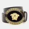 Versace Black Leather Medusa Buckle Belt 105CM For Men