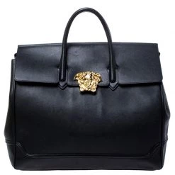 Versace Black Leather Palazzo Empire Tote For Men
