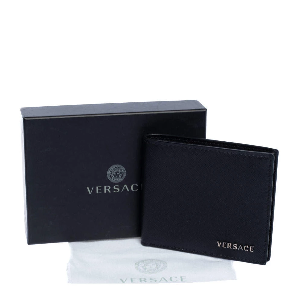 Versace Black Leather Bifold Wallet For Men - Image 9
