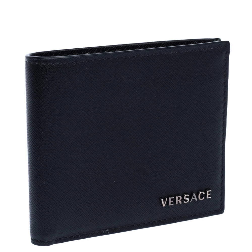 Versace Black Leather Bifold Wallet For Men - Image 4