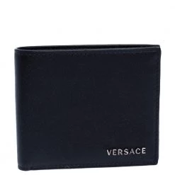 Versace Black Leather Bifold Wallet For Men