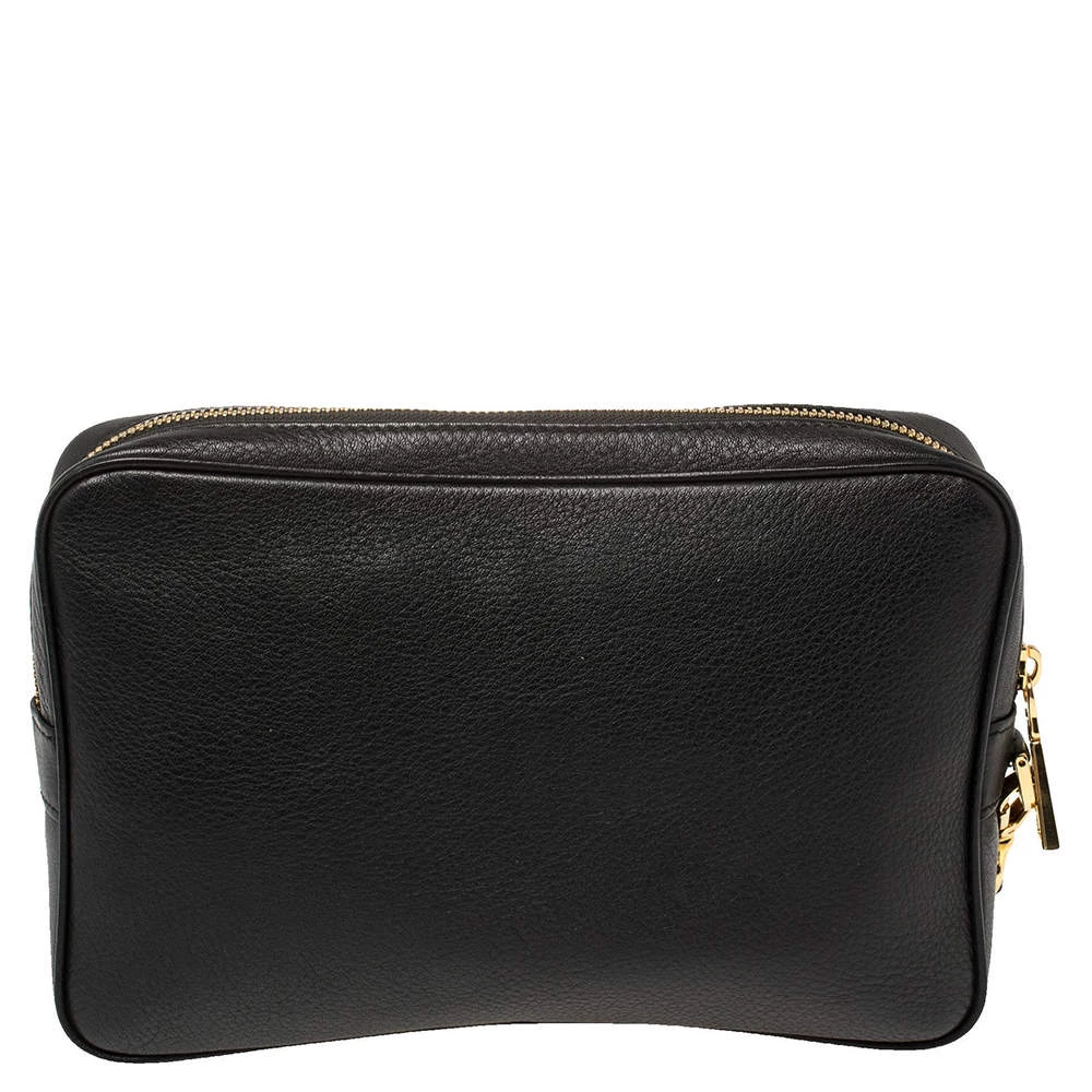 Versace Black Leather Perforated Medusa Wristlet Clutch For Men - Image 4