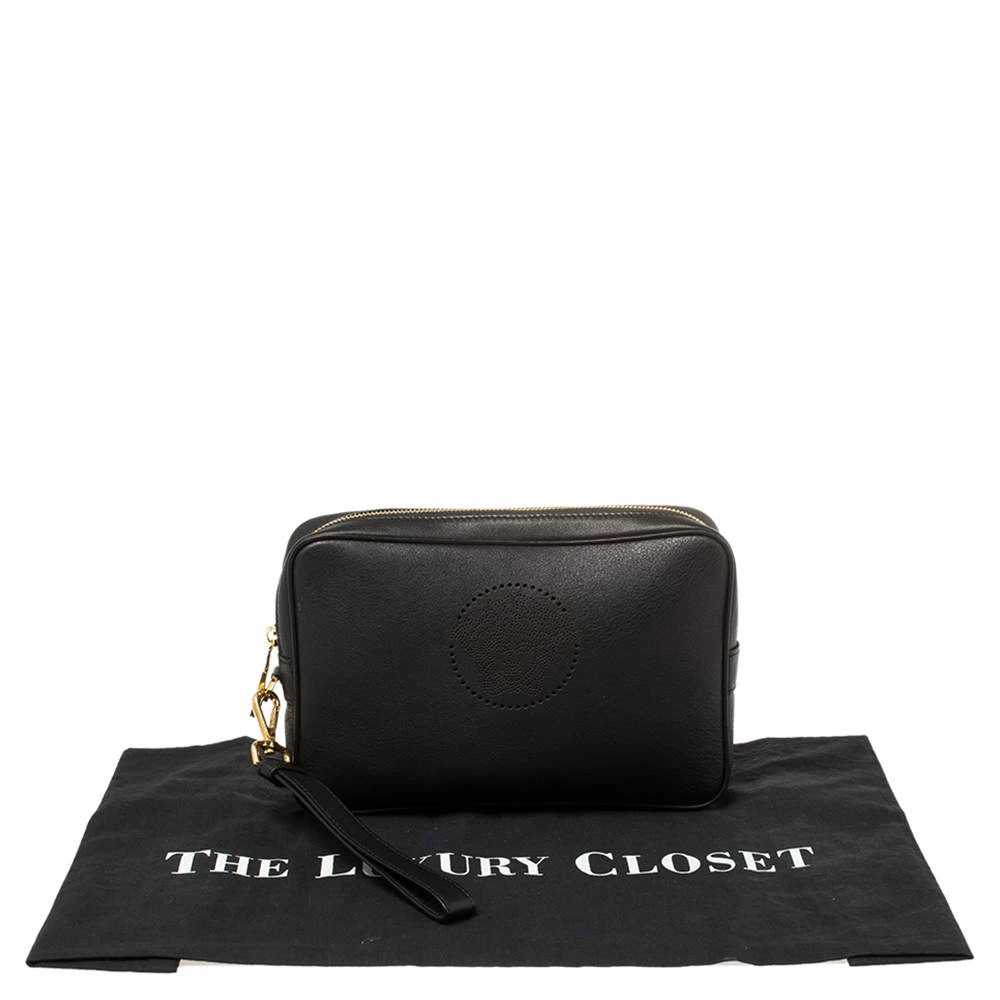Versace Black Leather Perforated Medusa Wristlet Clutch For Men - Image 9