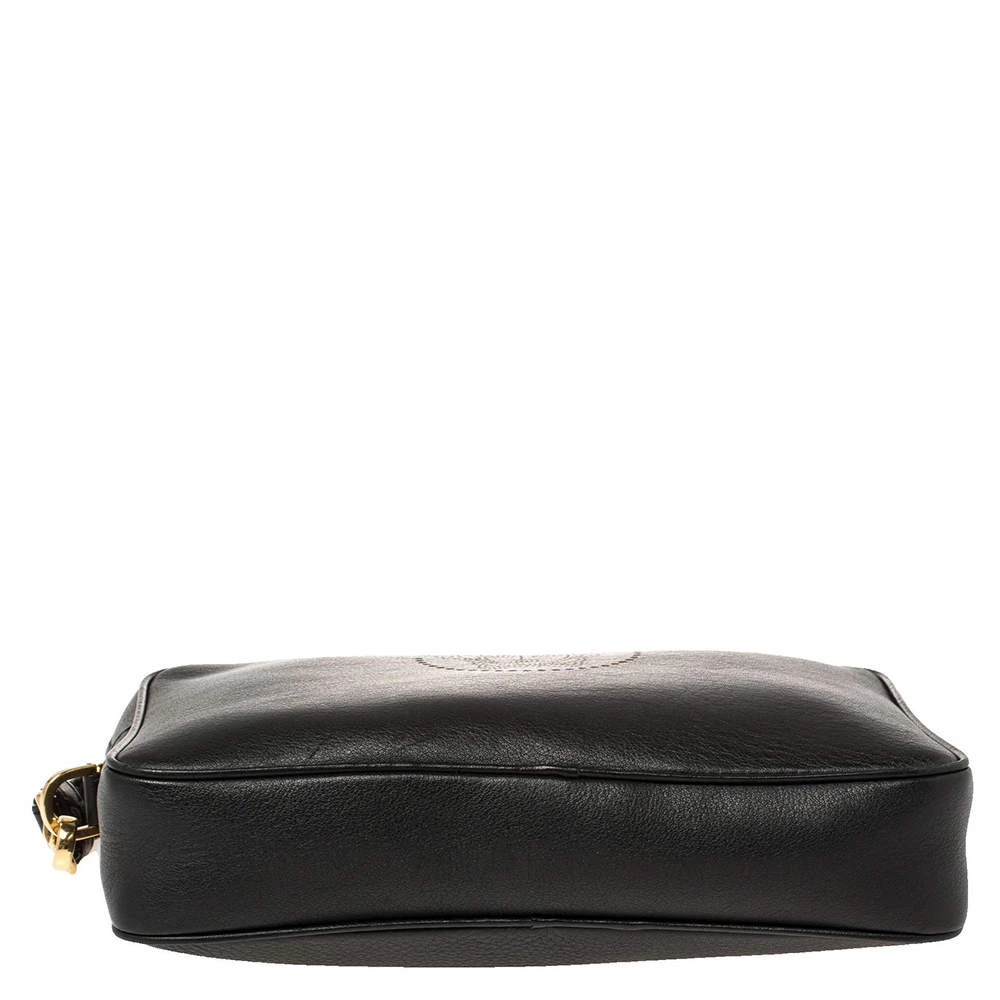 Versace Black Leather Perforated Medusa Wristlet Clutch For Men - Image 6