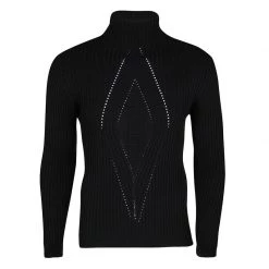 Gianni Versace Black Wool Ribbed Turtle Neck Sweater L For Men