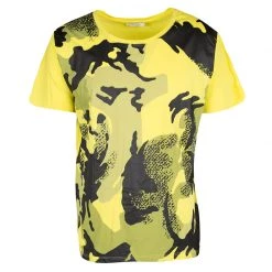 Versace Collection Yellow Camouflage Print Short Sleeve Cotton T-Shirt XXL For Men