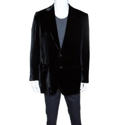 Versace Black Velvet Tailored Blazer XXL For Men