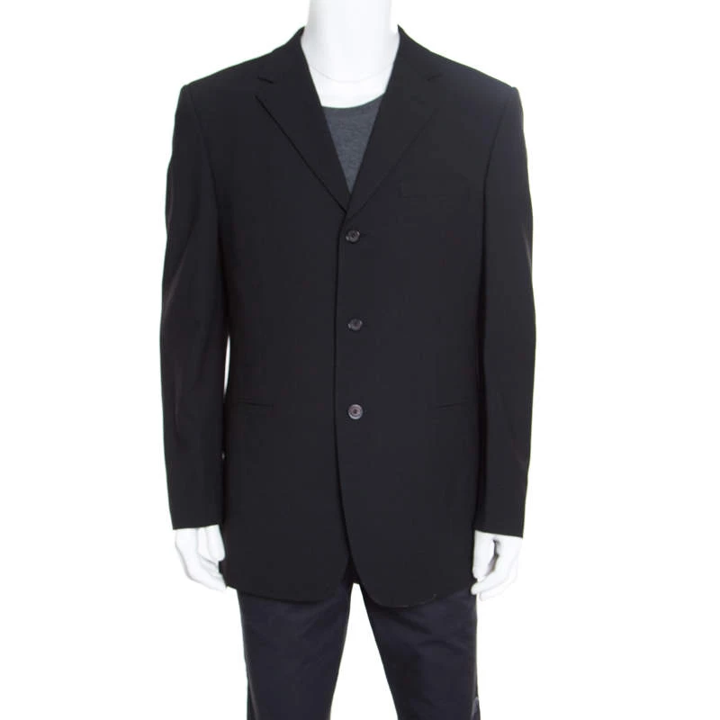 Versace Classic Black Striped Wool Tailored Blazer XL For Men