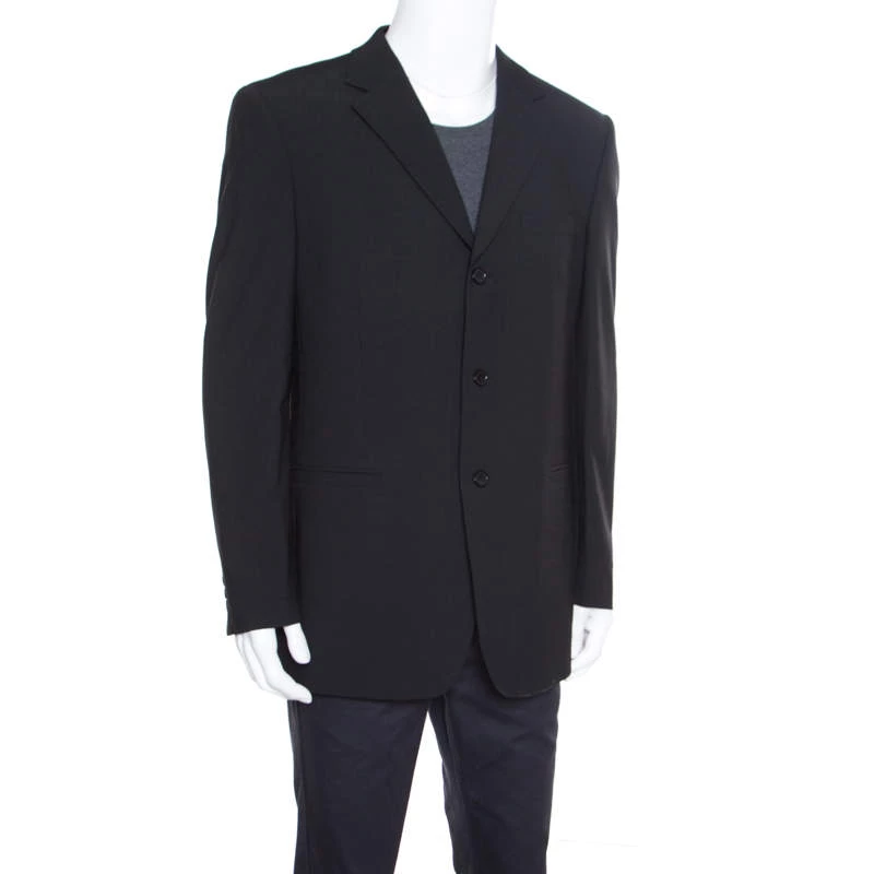 Versace Classic Black Striped Wool Tailored Blazer XL For Men - Image 2