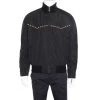 Versace Black Studded Zip Front Bomber Jacket L For Men