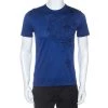 Versace Blue Medusa Motif Embroidered Cotton Short Sleeve T-Shirt S For Men