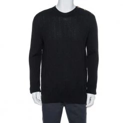 Versace Black Diamond Pattern Rib Knit Sweater XXL For Men