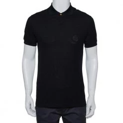 Versace Black Cotton Pique Contrast Collar Detail Polo T-Shirt S For Men