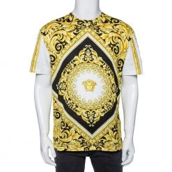 Versace Muticolor Baroque Print Cotton Crewneck T-Shirt XL For Men