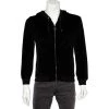 Versace Black Velvet Medusa Patch Detail Hooded Jacket L For Men
