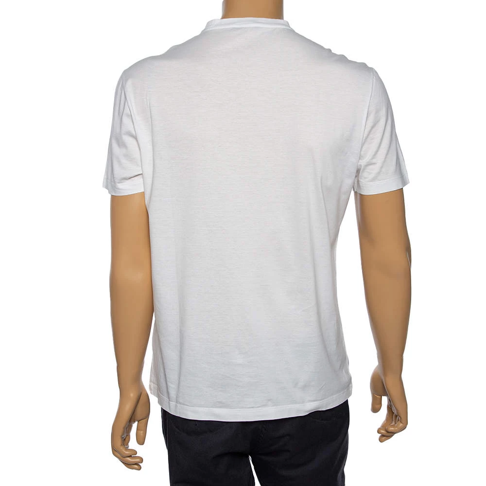 Versace White Printed Cotton Short Sleeve T-Shirt L For Men - Image 3